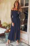 Lutaotie Off Shoulder Lace Patchwork Split Jumpsuits