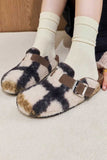 Lutaotie Plaid Plush Slip-on Slippers