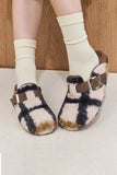 Lutaotie Plaid Plush Slip-on Slippers