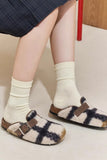 Lutaotie Plaid Plush Slip-on Slippers