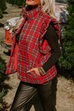 Lutaotie Plaid Stand Neck Ruffle Vest Jacket