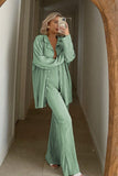 Lutaotie Pleated Shirt Wide Leg Pants Set