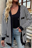 Lutaotie Pocketed Houndstooth Buttoned Cardigan