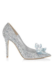 Lutaotie Pointed-toe Glitter Crystal High Heel