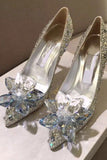 Lutaotie Pointed-toe Glitter Crystal High Heel