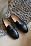 Lutaotie Pointed-toe Metal Buckle Loafers