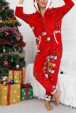 Lutaotie Christmas Printed Hooded Loungewear Jumpsuit