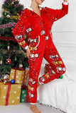 Lutaotie Christmas Printed Hooded Loungewear Jumpsuit