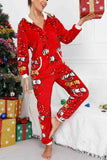 Lutaotie Christmas Printed Hooded Loungewear Jumpsuit