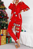 Lutaotie Christmas Printed Hooded Loungewear Jumpsuit