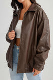 Lutaotie Retro Solid PU Jacket