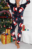 Lutaotie Christmas Printed Hooded Loungewear Jumpsuit