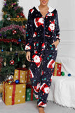 Lutaotie Christmas Printed Hooded Loungewear Jumpsuit