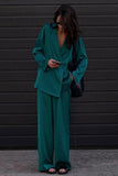 Lutaotie Satin Suit Long Pant Two-Piece Set