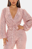 Lutaotie Sequin V Neck Strappy Jumpsuits