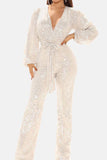 Lutaotie Sequin V Neck Strappy Jumpsuits