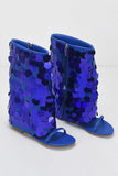 Lutaotie Sequins Flat Open Toe Boots