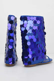 Lutaotie Sequins Flat Open Toe Boots