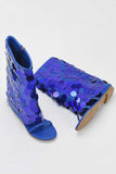 Lutaotie Sequins Flat Open Toe Boots