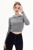 Lutaotie Solid Color Button-Front Knitted Sweater