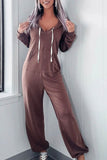 Lutaotie Solid Hooded Jumpsuits