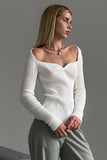 Lutaotie Square Neck Ribbed Knitted Tops