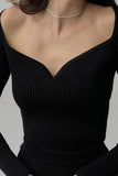 Lutaotie Square Neck Ribbed Knitted Tops