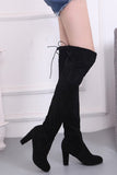 Lutaotie Suede Lace-Up Over The Knee Boots