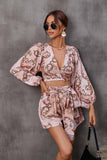 Lutaotie V Neck Printed Cut-Out Rompers