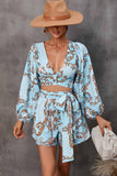 Lutaotie V Neck Printed Cut-Out Rompers