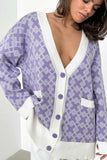 Lutaotie V Neck Geometric Pattern Cardigan