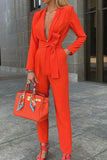 Lutaotie V Neck Tie-waist Pocketed Jumpsuits