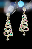 Lutaotie Zircon Snowflake Christmas Tree Earrings