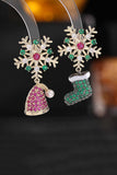 Lutaotie Zircon Snowflake Hat Boots Earrings