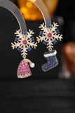 Lutaotie Zircon Snowflake Hat Boots Earrings