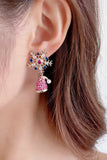 Lutaotie Zircon Snowflake Hat Boots Earrings