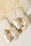 Lutaotie Suede Bow Rhinestone Indoor Slippers