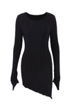 Lutaotie Irregular Shirred Long Sleeve Bodycon Mini Dress