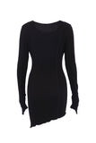 Lutaotie Irregular Shirred Long Sleeve Bodycon Mini Dress