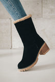 Lutaotie Furry Solid Chunky Ankle Boots