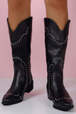 Lutaotie Mid-Calf Studded Western Boots