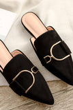 Lutaotie Suede Pointed Metal Buckle Mule Slides