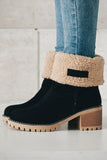 Lutaotie Furry Solid Chunky Ankle Boots