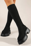 Lutaotie Knitted Platform Knee High Boots