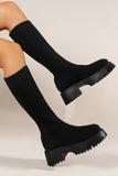 Lutaotie Knitted Platform Knee High Boots