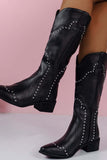 Lutaotie Mid-Calf Studded Western Boots