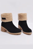 Lutaotie Furry Solid Chunky Ankle Boots