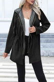 Lutaotie Strappy Patchwork Hooded Zip Up Trench Coat