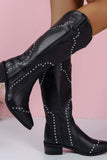 Lutaotie Mid-Calf Studded Western Boots