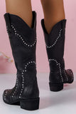 Lutaotie Mid-Calf Studded Western Boots